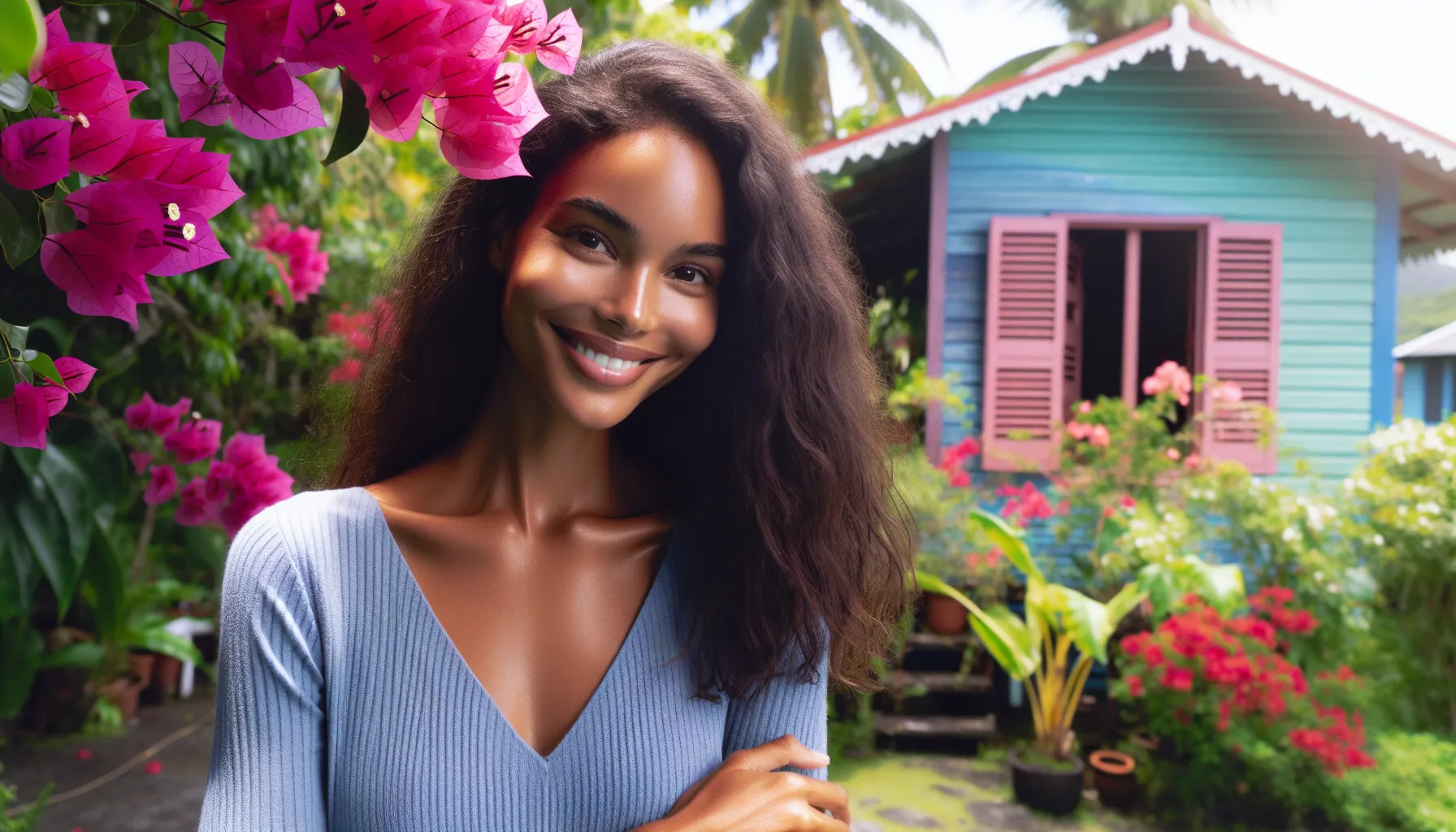 Paysage de la Reunion avec montagnes et vegetation tropicale