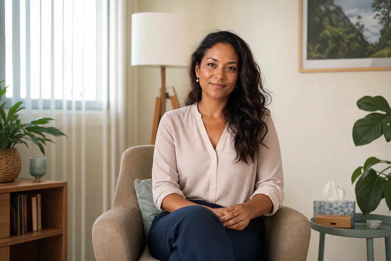 Portrait de la psychologue Anaïs Payet dans son cabinet à Saint-Denis de La Réunion