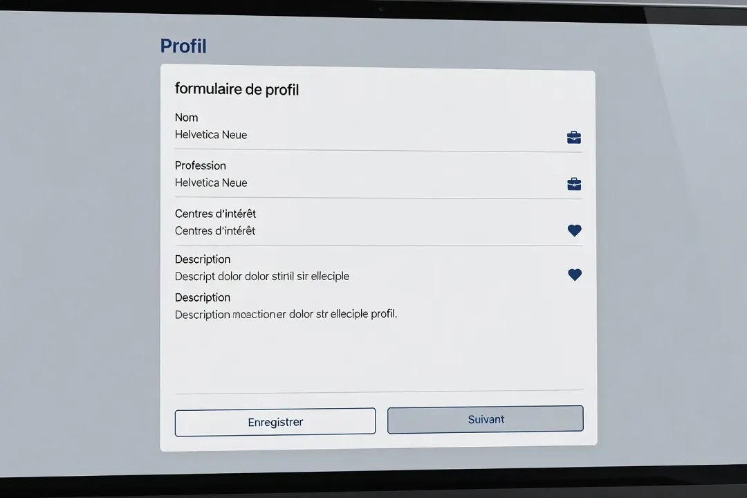 Interface de l’application Meetic sur smartphone : formulaire de profil en cours de complétion